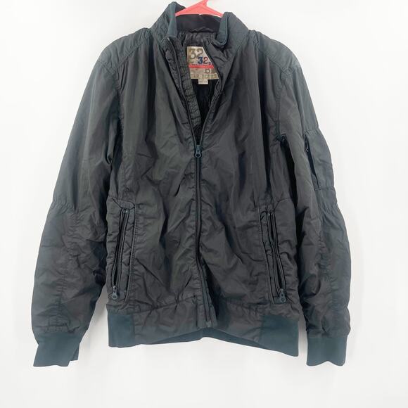 32 BAR BLUES Jacket Size Small Coat Lightweight Bomber Black Casual Pockets NEW